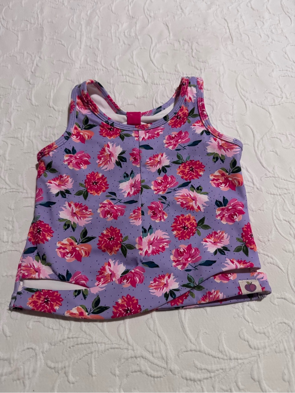 cheeky plum Lavender Floral Tank Top with Pink Bloom Print
